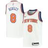 White Michael Beasley Knicks #8 Twill Basketball Jersey FREE SHIPPING