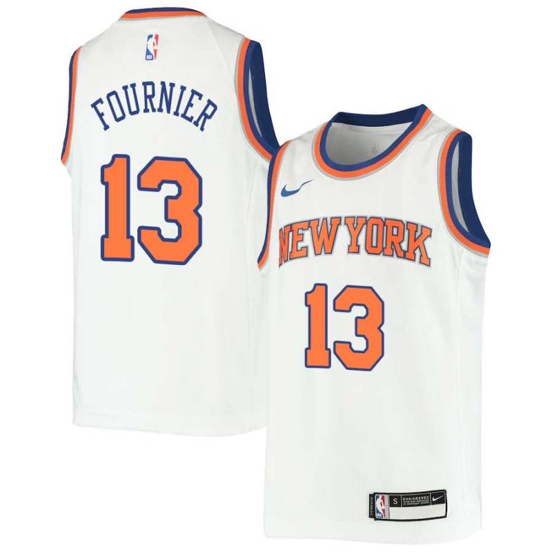 White Evan Fournier Knicks #13 Twill Basketball Jersey FREE SHIPPING