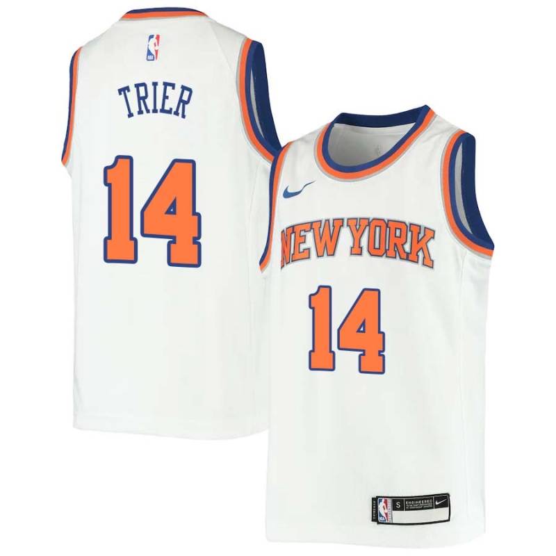 White Allonzo Trier Knicks #14 Twill Basketball Jersey FREE SHIPPING