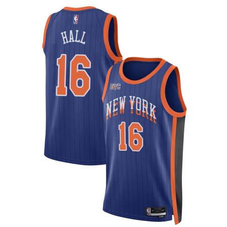 23-24City Tyler Hall Knicks #16 Twill Basketball Jersey FREE SHIPPING