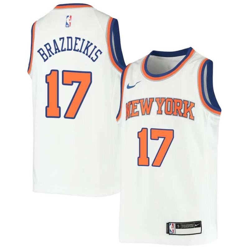 White Ignas Brazdeikis Knicks #17 Twill Basketball Jersey FREE SHIPPING