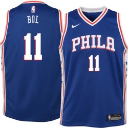 Blue Manute Bol Twill Basketball Jersey -76ers #11 Bol Twill Jerseys, FREE SHIPPING