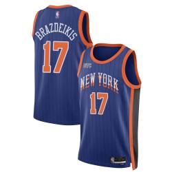 23-24City Ignas Brazdeikis Knicks #17 Twill Basketball Jersey FREE SHIPPING