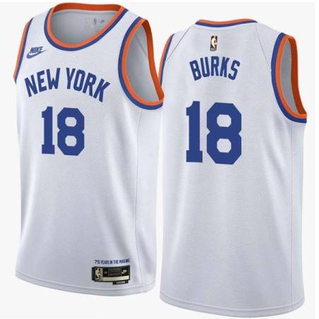 White Classic Alec Burks Knicks #18 Twill Basketball Jersey FREE SHIPPING