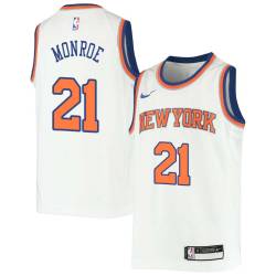 White Earl Monroe Knicks #21 Twill Basketball Jersey FREE SHIPPING