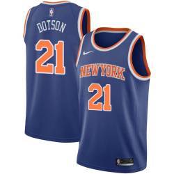 Blue Damyean Dotson Knicks #21 Twill Basketball Jersey FREE SHIPPING