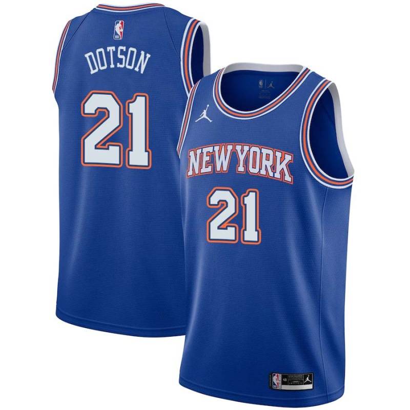 Blue2 Damyean Dotson Knicks #21 Twill Basketball Jersey FREE SHIPPING