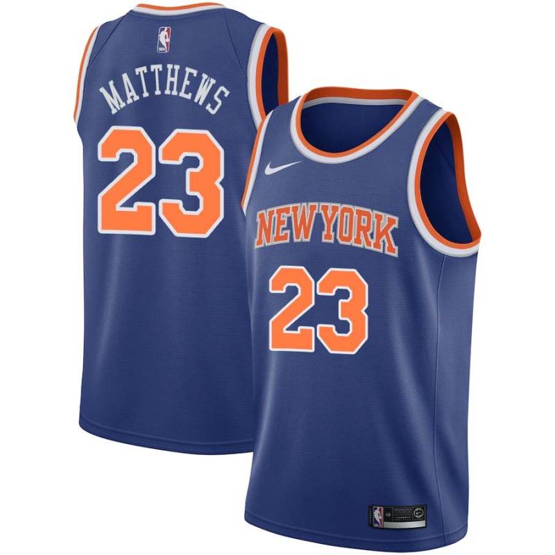 Blue Wesley Matthews Knicks #23 Twill Basketball Jersey FREE SHIPPING