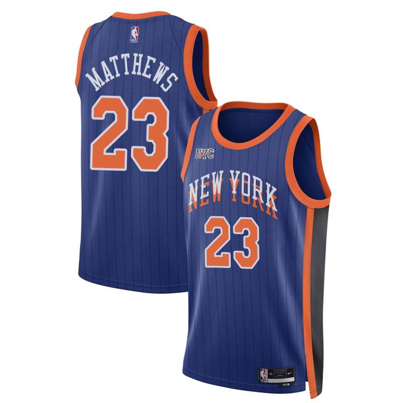 23-24City Wesley Matthews Knicks #23 Twill Basketball Jersey FREE SHIPPING