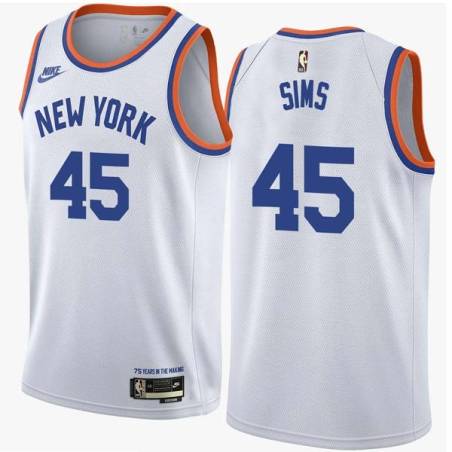 White Classic Jericho Sims Knicks #45 Twill Basketball Jersey FREE SHIPPING