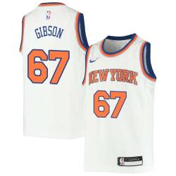 White Taj Gibson Knicks #67 Twill Basketball Jersey FREE SHIPPING