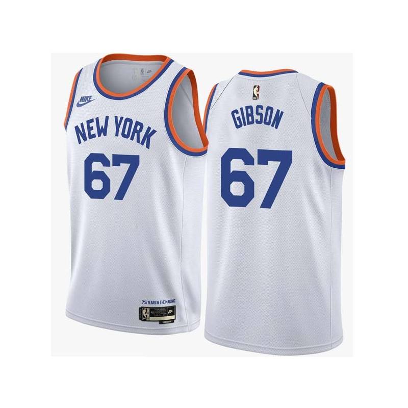 White Classic Taj Gibson Knicks #67 Twill Basketball Jersey FREE SHIPPING