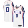 White Bill Calhoun 76ers #0 Twill Basketball Jersey FREE SHIPPING