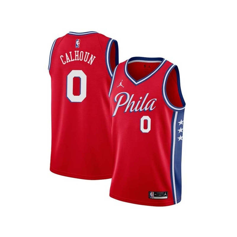 Red Bill Calhoun 76ers #0 Twill Basketball Jersey FREE SHIPPING