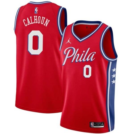 Red Bill Calhoun 76ers #0 Twill Basketball Jersey FREE SHIPPING