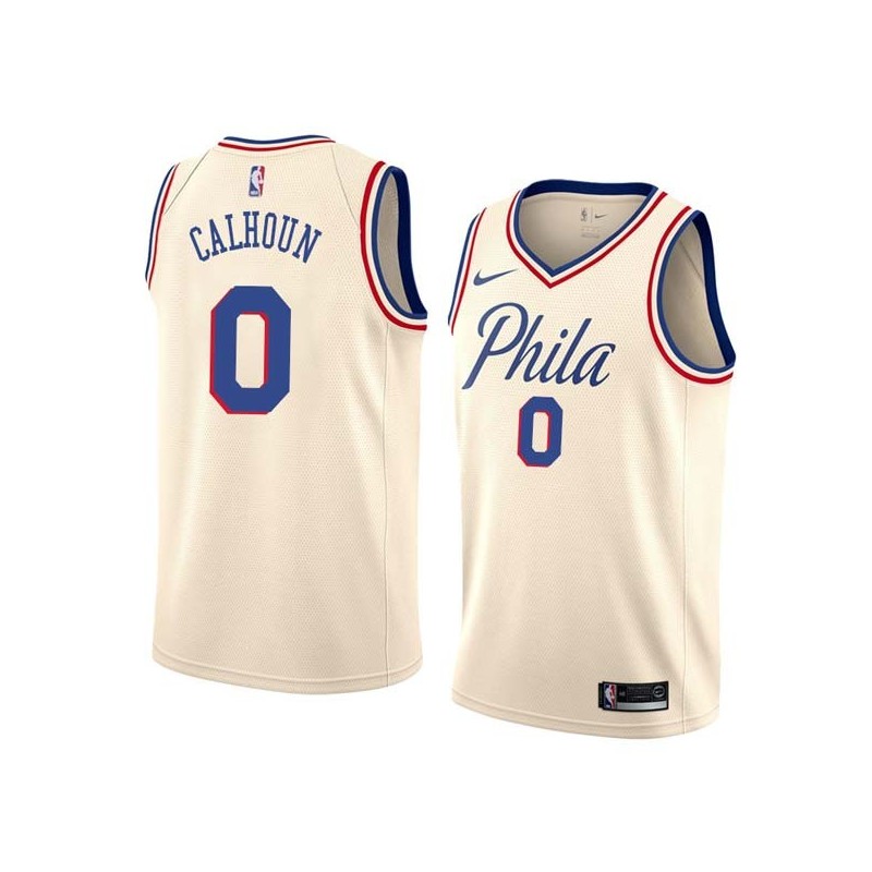 2017-18City Bill Calhoun 76ers #0 Twill Basketball Jersey FREE SHIPPING