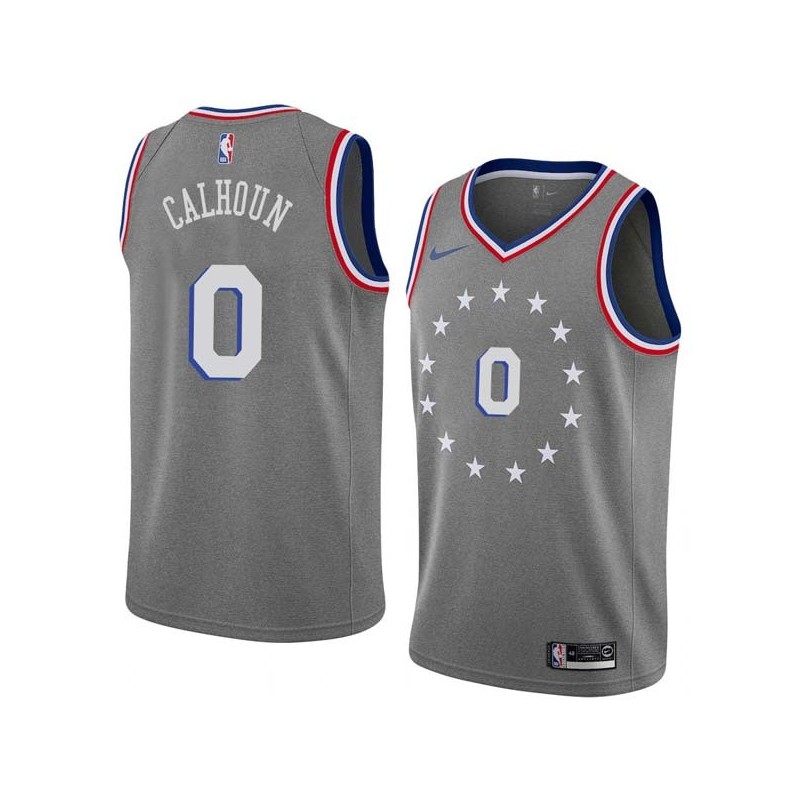 2018-19City Bill Calhoun 76ers #0 Twill Basketball Jersey FREE SHIPPING