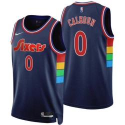 2021-22City Bill Calhoun 76ers #0 Twill Basketball Jersey FREE SHIPPING