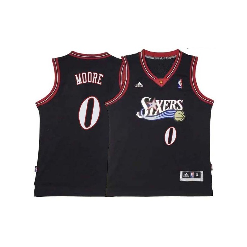 Black Throwback Jackie Moore 76ers #0 Twill Basketball Jersey FREE SHIPPING