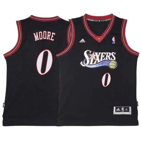 Black Throwback Jackie Moore 76ers #0 Twill Basketball Jersey FREE SHIPPING