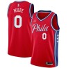 Red Jackie Moore 76ers #0 Twill Basketball Jersey FREE SHIPPING