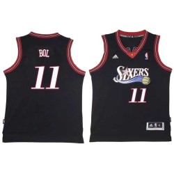 Black Throwback Manute Bol Twill Basketball Jersey -76ers #11 Bol Twill Jerseys, FREE SHIPPING