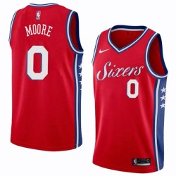 Red2 Jackie Moore 76ers #0 Twill Basketball Jersey FREE SHIPPING