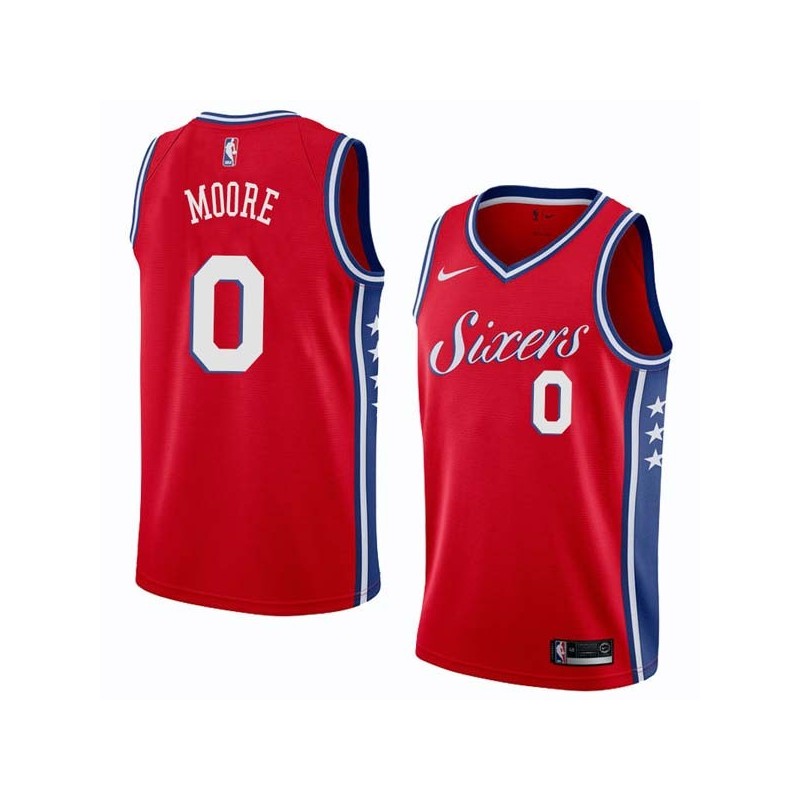 Red2 Jackie Moore 76ers #0 Twill Basketball Jersey FREE SHIPPING