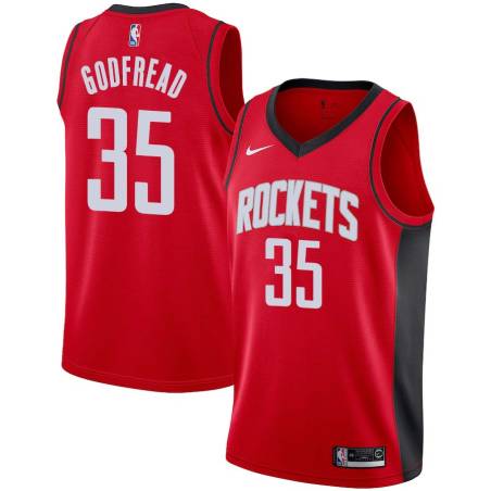 Red Dan Godfread Twill Basketball Jersey -Rockets #35 Godfread Twill Jerseys, FREE SHIPPING