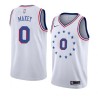 White_Earned Tyrese Maxey 76ers #0 Twill Basketball Jersey FREE SHIPPING