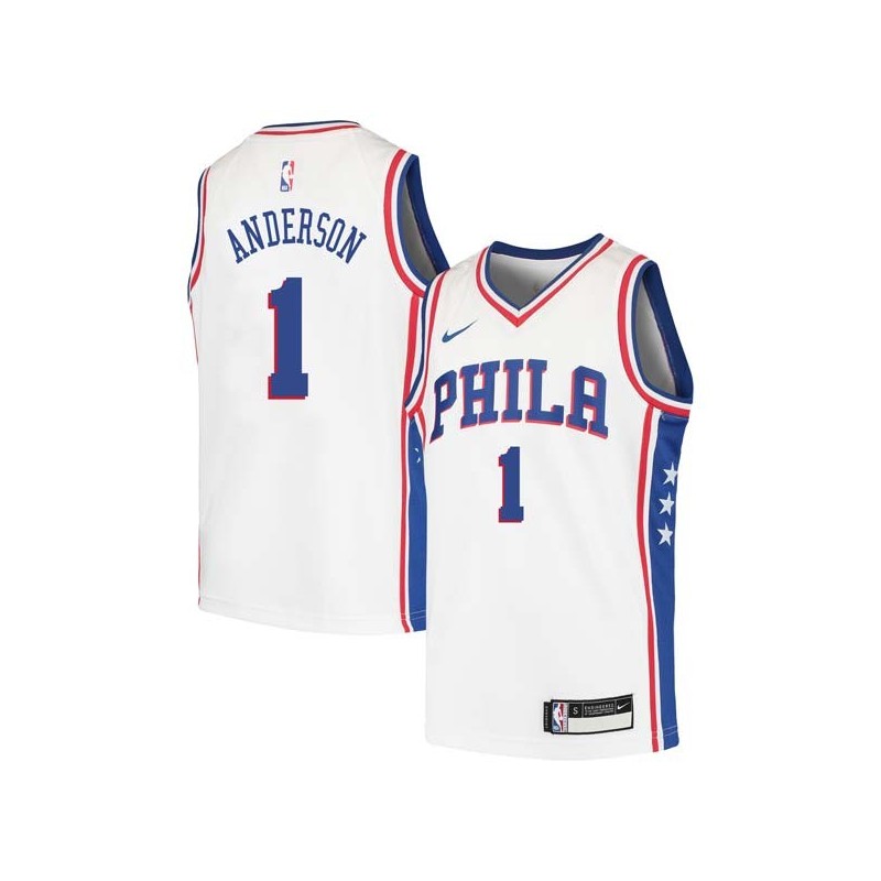 White Justin Anderson 76ers #1 Twill Basketball Jersey FREE SHIPPING