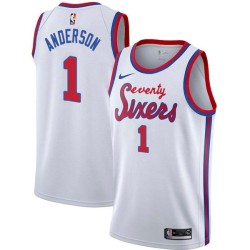 White Classic Justin Anderson 76ers #1 Twill Basketball Jersey FREE SHIPPING