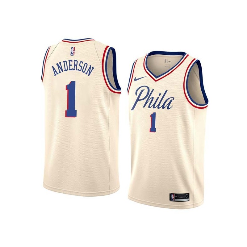 2017-18City Justin Anderson 76ers #1 Twill Basketball Jersey FREE SHIPPING