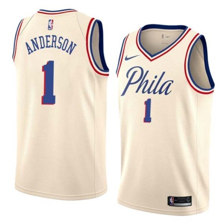 2017-18City Justin Anderson 76ers #1 Twill Basketball Jersey FREE SHIPPING