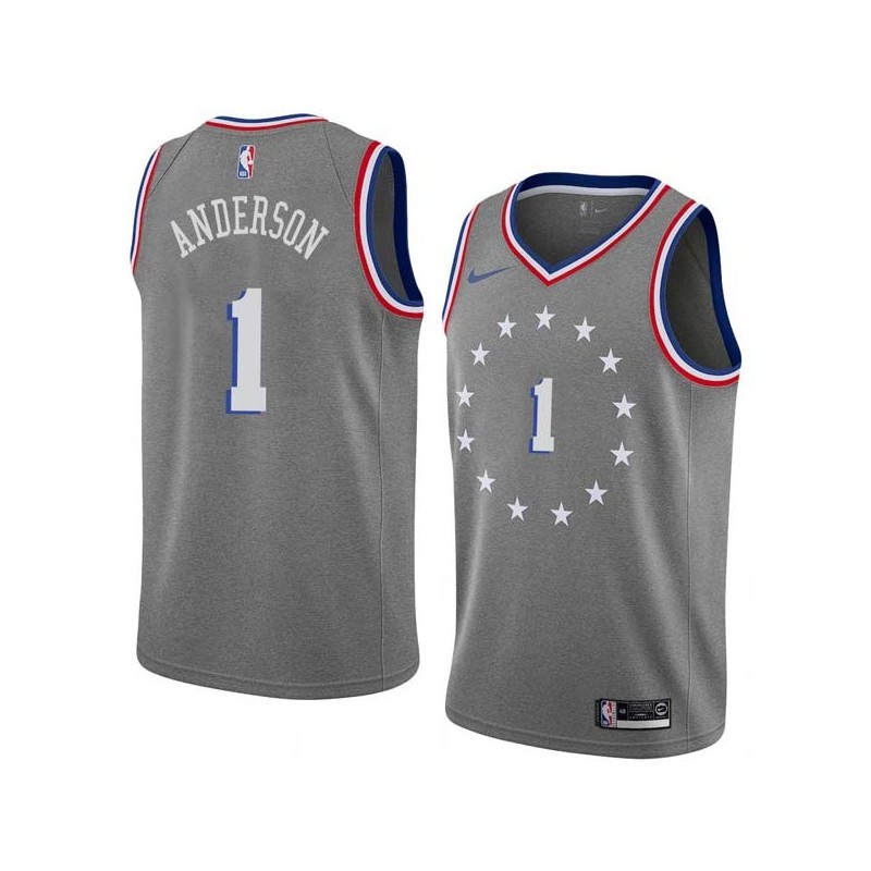 2018-19City Justin Anderson 76ers #1 Twill Basketball Jersey FREE SHIPPING