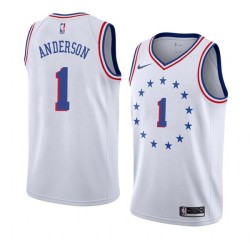 White_Earned Justin Anderson 76ers #1 Twill Basketball Jersey FREE SHIPPING