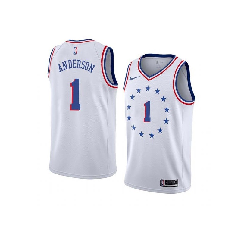 White_Earned Justin Anderson 76ers #1 Twill Basketball Jersey FREE SHIPPING