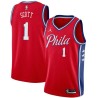 Red Mike Scott 76ers #1 Twill Basketball Jersey FREE SHIPPING