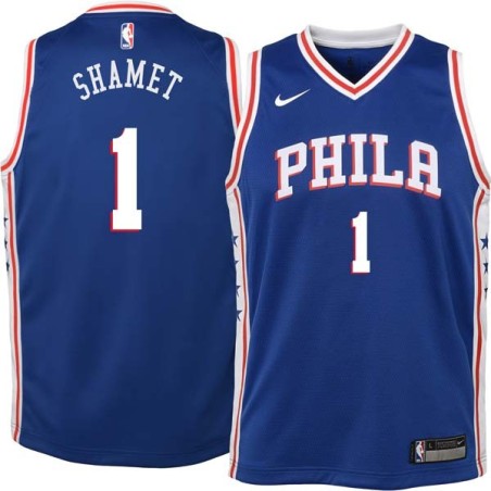 Blue Landry Shamet 76ers #1 Twill Basketball Jersey FREE SHIPPING