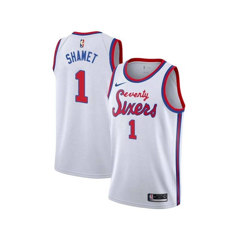 White Classic Landry Shamet 76ers #1 Twill Basketball Jersey FREE SHIPPING