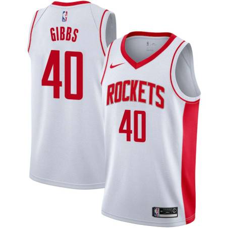 White Dick Gibbs Twill Basketball Jersey -Rockets #40 Gibbs Twill Jerseys, FREE SHIPPING