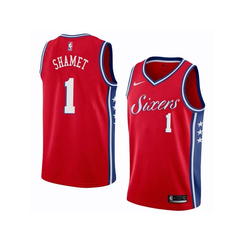 Red2 Landry Shamet 76ers #1 Twill Basketball Jersey FREE SHIPPING