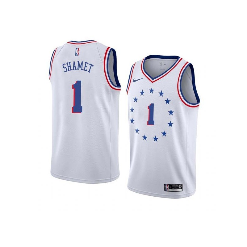 White_Earned Landry Shamet 76ers #1 Twill Basketball Jersey FREE SHIPPING