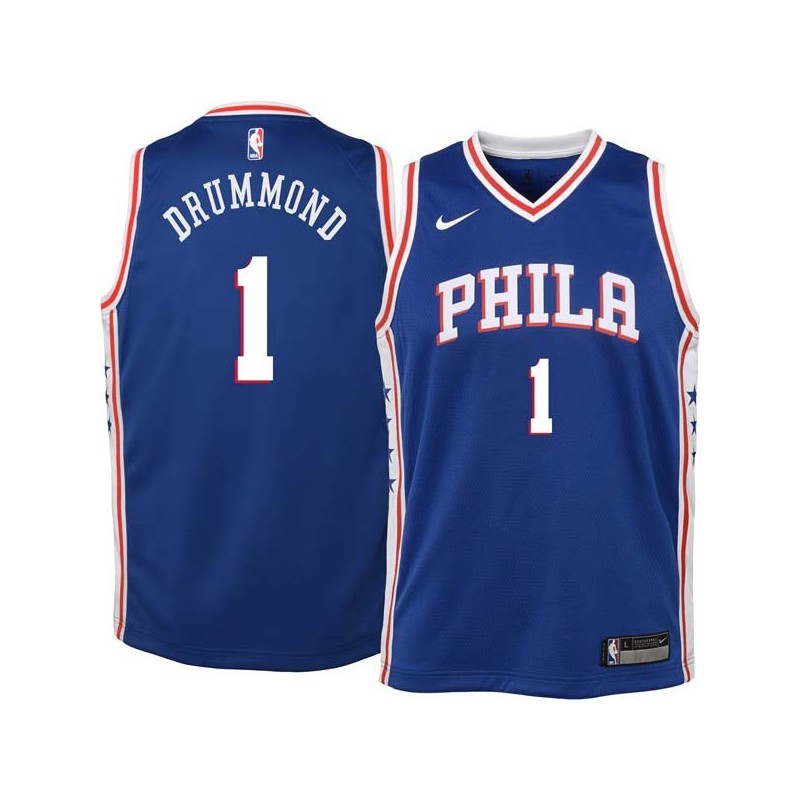 Blue Andre Drummond 76ers #1 Twill Basketball Jersey FREE SHIPPING