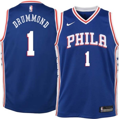 Blue Andre Drummond 76ers #1 Twill Basketball Jersey FREE SHIPPING