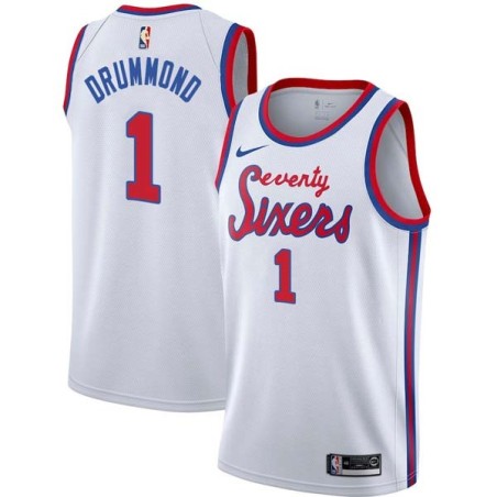 White Classic Andre Drummond 76ers #1 Twill Basketball Jersey FREE SHIPPING