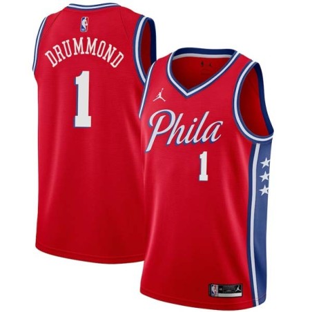 Red Andre Drummond 76ers #1 Twill Basketball Jersey FREE SHIPPING