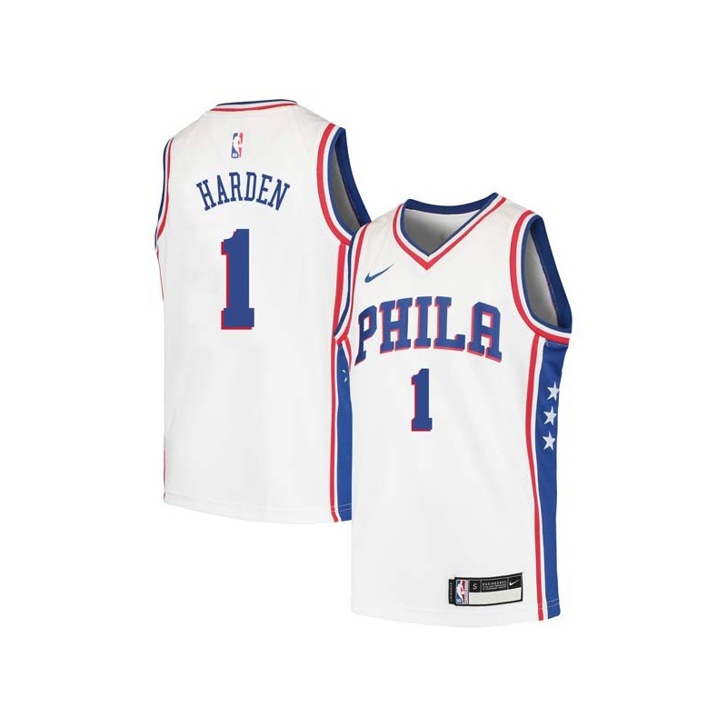 White James Harden 76ers #1 Twill Basketball Jersey FREE SHIPPING