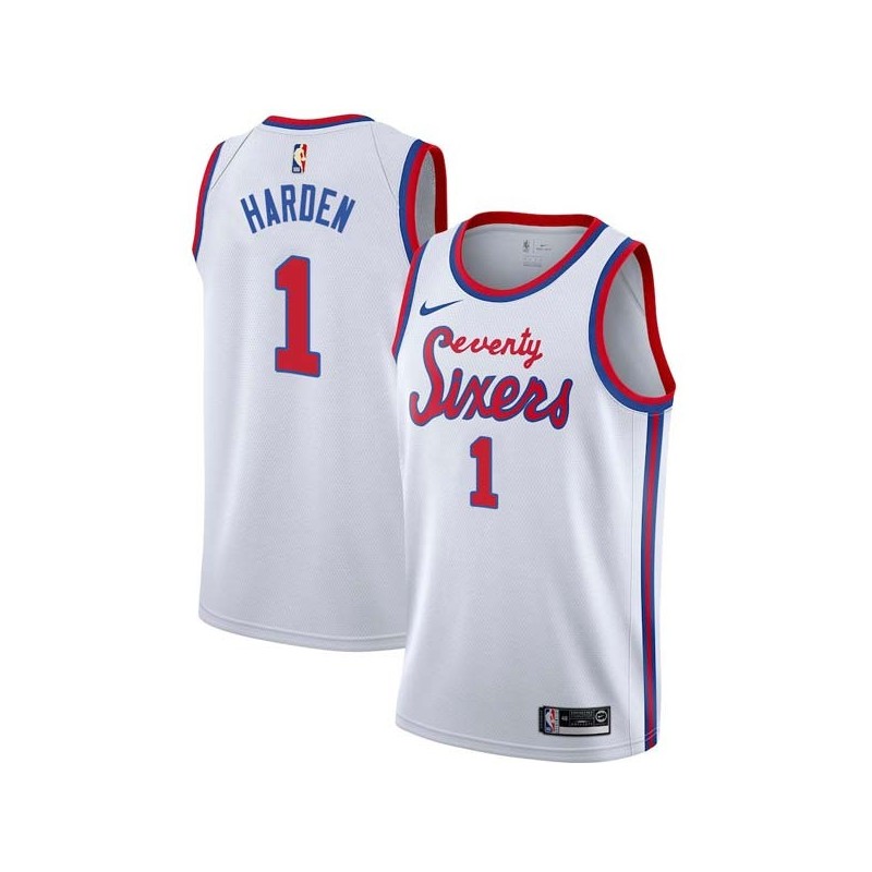 White Classic James Harden 76ers #1 Twill Basketball Jersey FREE SHIPPING