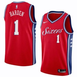 Red2 James Harden 76ers #1 Twill Basketball Jersey FREE SHIPPING